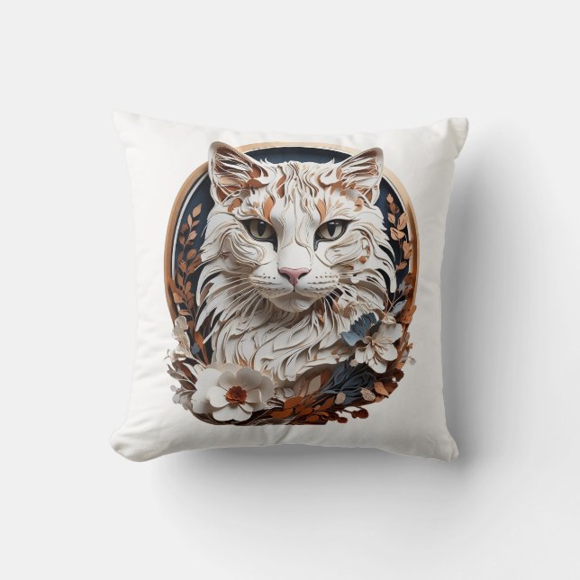 Kat, kat met bloem kussen (Voorkant)