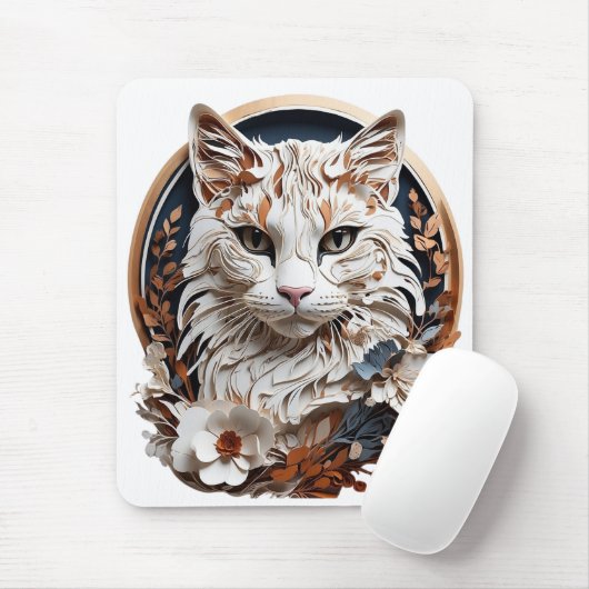 Kat, kat met bloem muismat (Met muis)