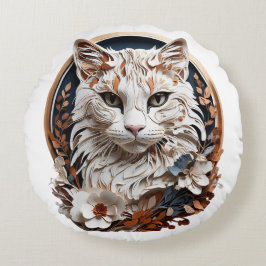 Kat, kat met bloem rond kussen