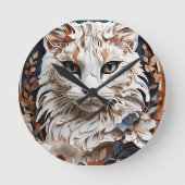 Kat, kat met bloem ronde klok (Voorkant)