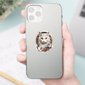 Kat, kat met bloem sticker (Telefoon)