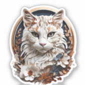 Kat, kat met bloem sticker (Voorkant)