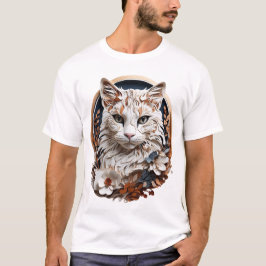 Kat, kat met bloem t-shirt
