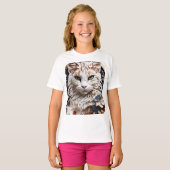 Kat, kat met bloem t-shirt (Voorkant volledig)