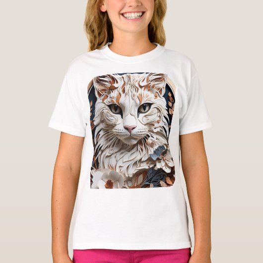 Kat, kat met bloem t-shirt (Voorkant)
