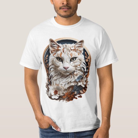 Kat, kat met bloem t-shirt (Voorkant)
