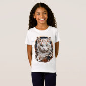 Kat, kat met bloem t-shirt (Voorkant volledig)