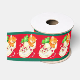 Kat-kat met kerstslapende kattenlint grosgrain lint