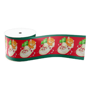 Kat-kat met kerstslapende kattenlint grosgrain lint
