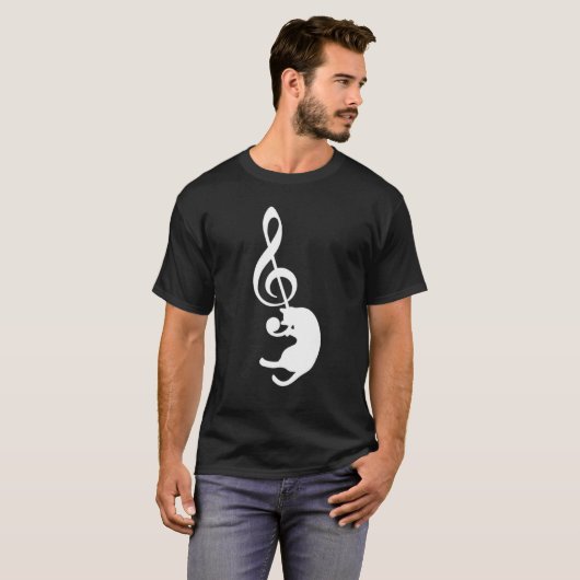 Kat Kat Muziek afspelen Clef Piano Musician Treble T-shirt (Voorkant volledig)