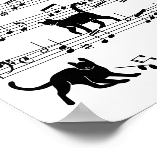 Kat Kat Muziek afspelen Schoonmaken Piano Musician Poster (Hoek)