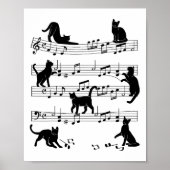 Kat Kat Muziek afspelen Schoonmaken Piano Musician Poster (Voorkant)