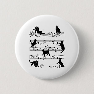 Kat Kat Muziek afspelen Schoonmaken Piano Musician Ronde Button 5,7 Cm