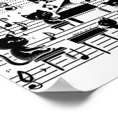 Kat Kat Spelen Muziek Opmerking Clef Musician Art  Poster (Hoek)