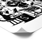 Kat Kat Spelen Muziek Opmerking Clef Musician Art  Poster (Hoek)