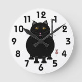 Kat Kat Wall Clock Ronde Klok (Voorkant)