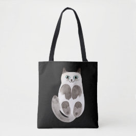 Kat Kat Waterverf Rustic Pet Dierenvriend Tote Bag