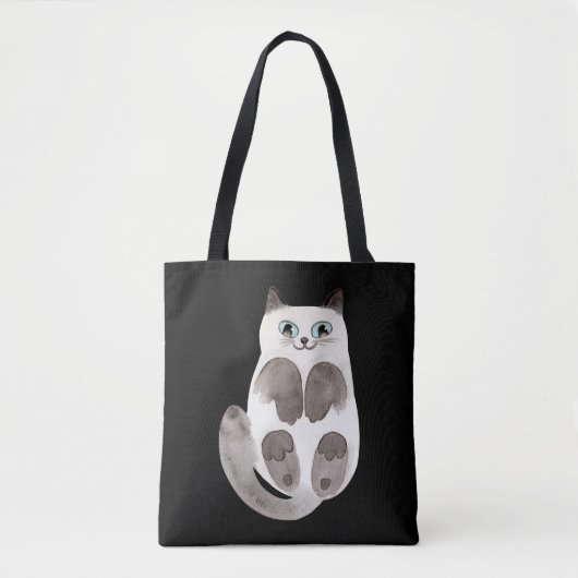 Kat Kat Waterverf Rustic Pet Dierenvriend Tote Bag (Voorkant)