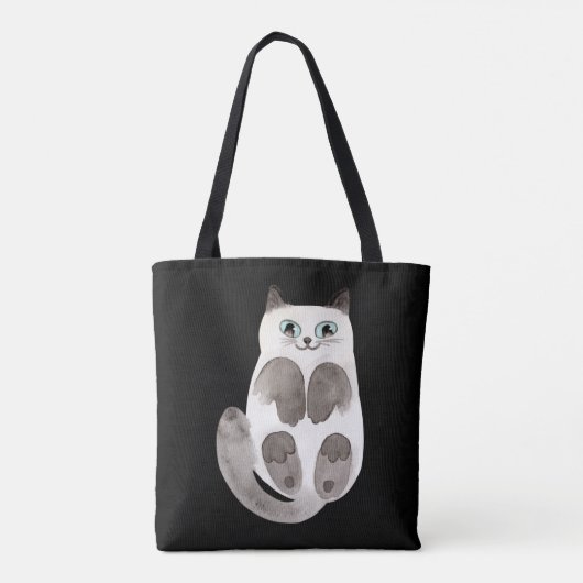 Kat Kat Waterverf Rustic Pet Dierenvriend Tote Bag (Achterkant)