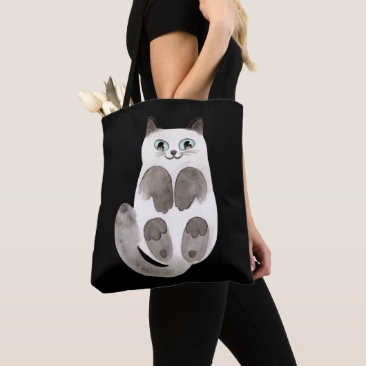 Kat Kat Waterverf Rustic Pet Dierenvriend Tote Bag (Dichtbij)