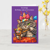 Kat Katelapult Taart Verjaardag Grappig Cadeau Ide Kaart (Gele Bloem)