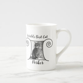 Kat-katfoto met lijst in boho-stijl en jouw tekst porselein kop