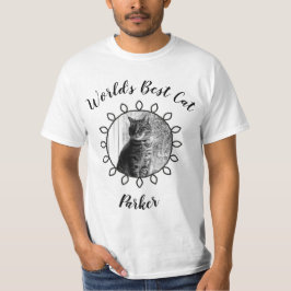 Kat-katfoto met versierd lijst en jouw tekst t-shirt