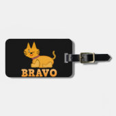 Kat kattedier met een staartstaartstang dappere br bagagelabel (Voorkant horizontaal)