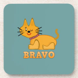 Kat kattedier met een staartstaartstang dappere br bier onderzetter