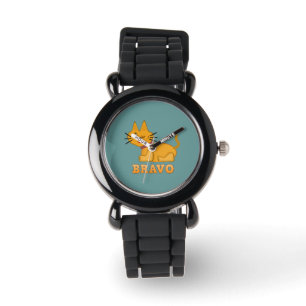 Kat kattedier met een staartstaartstang dappere br horloge