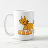 Kat kattedier met een staartstaartstang dappere br koffiemok (Links)