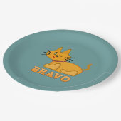 Kat kattedier met een staartstaartstang dappere br papieren bordje (Gekanteld)