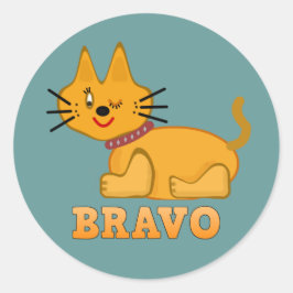 Kat kattedier met een staartstaartstang dappere br ronde sticker