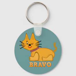 Kat kattedier met een staartstaartstang dappere br sleutelhanger