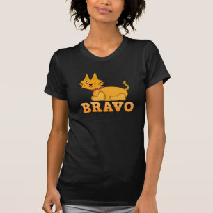 Kat kattedier met een staartstaartstang dappere br t-shirt