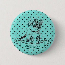 Kat kattekatje | All-over paw print | douanenaam Ronde Button 5,7 Cm