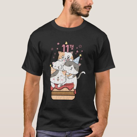 Kat Katten 11e Huisdier Dieren Eigenaar T-shirt (Voorkant)