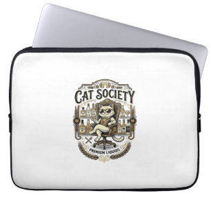 Kat Katten Alcohol Bar Humor Vintage Vector A Laptop Sleeve