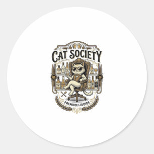 Kat Katten Alcohol Bar Humor Vintage Vector A Ronde Sticker