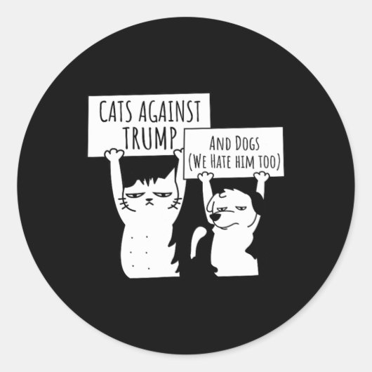 Kat Katten en Honden Tegen Trump Ronde Sticker (Voorkant)