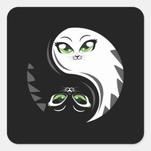 Kat Katten Kat Liefhebber Ying Yang Hangover Gift  Vierkante Sticker