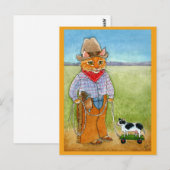 Kat-kattencowboy, speelgoed-koe-briefkaart briefkaart (Voorkant / Achterkant)