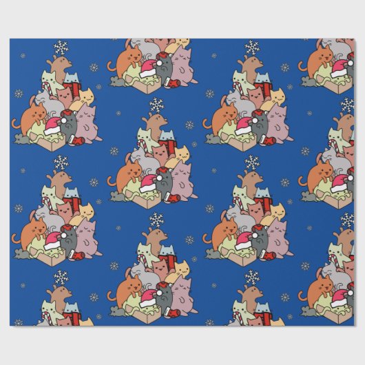 Kat-kattenkat met kerstkat cadeaupapier (Vlak)