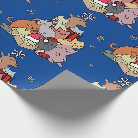 Kat-kattenkat met kerstkat cadeaupapier (Hoek)