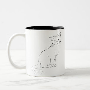 Kat kattenkattenvoer Kat Keukentrekjes Zitten Huis Tweekleurige Koffiemok