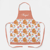 Kat-kattenmoeder met baby, bloesem-grens schort (Voorkant)