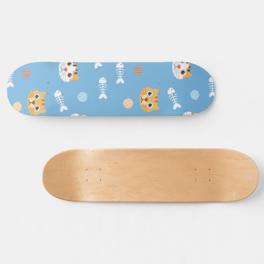 Kat-kattenpatroon katten en vis persoonlijk skateboard (Horizontaal)