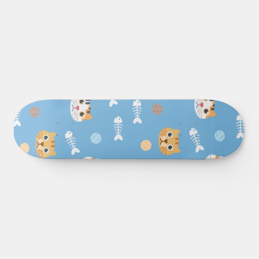 Kat-kattenpatroon katten en vis persoonlijk skateboard (Horizontaal)