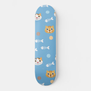 Kat-kattenpatroon katten en vis persoonlijk skateboard