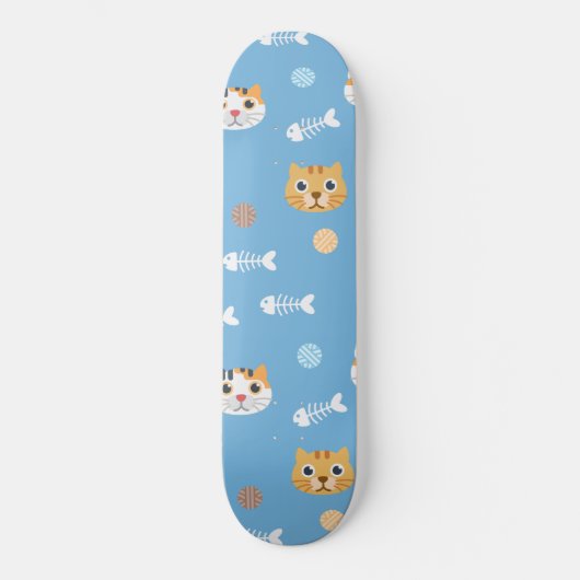 Kat-kattenpatroon katten en vis persoonlijk skateboard (Voorkant)